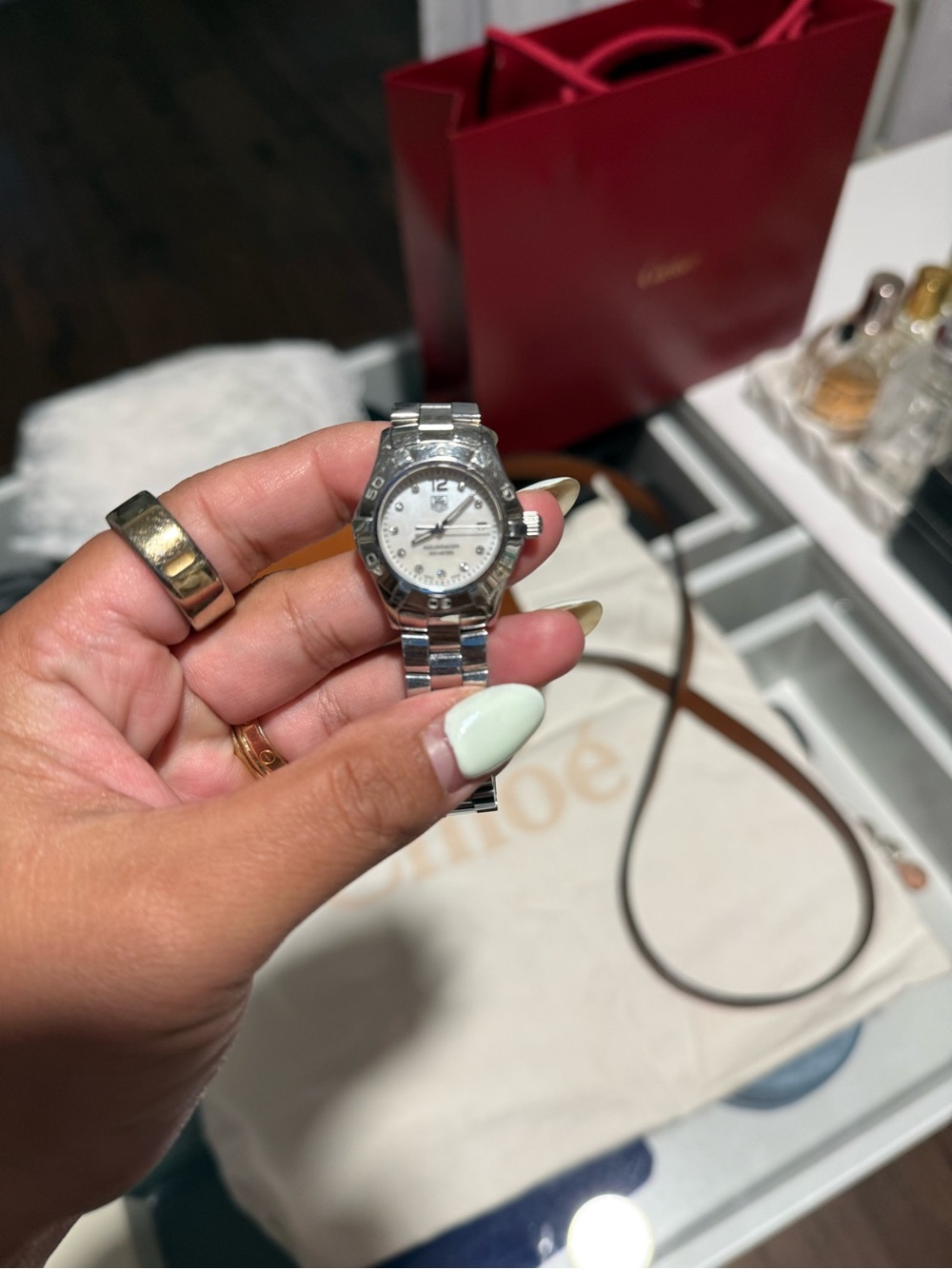 Tag Heuer Silver Bracelet Watch with White Mother-of-Pearl Dial - Picture 2 of 3